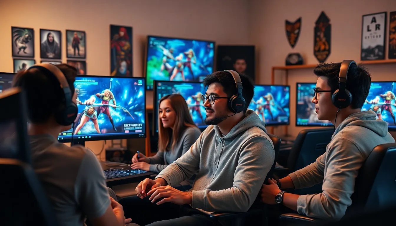 a diverse team of gamers exploring Black Desert Online classes.